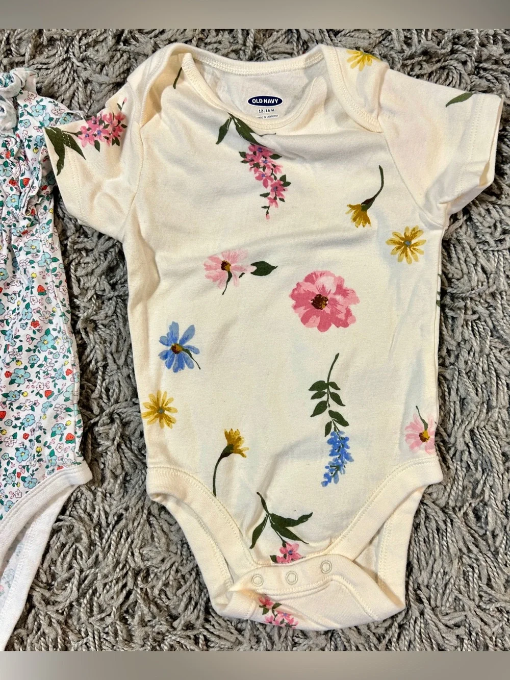 Carter's White Short Sleeve Baby Bodysuit with Pink Trim